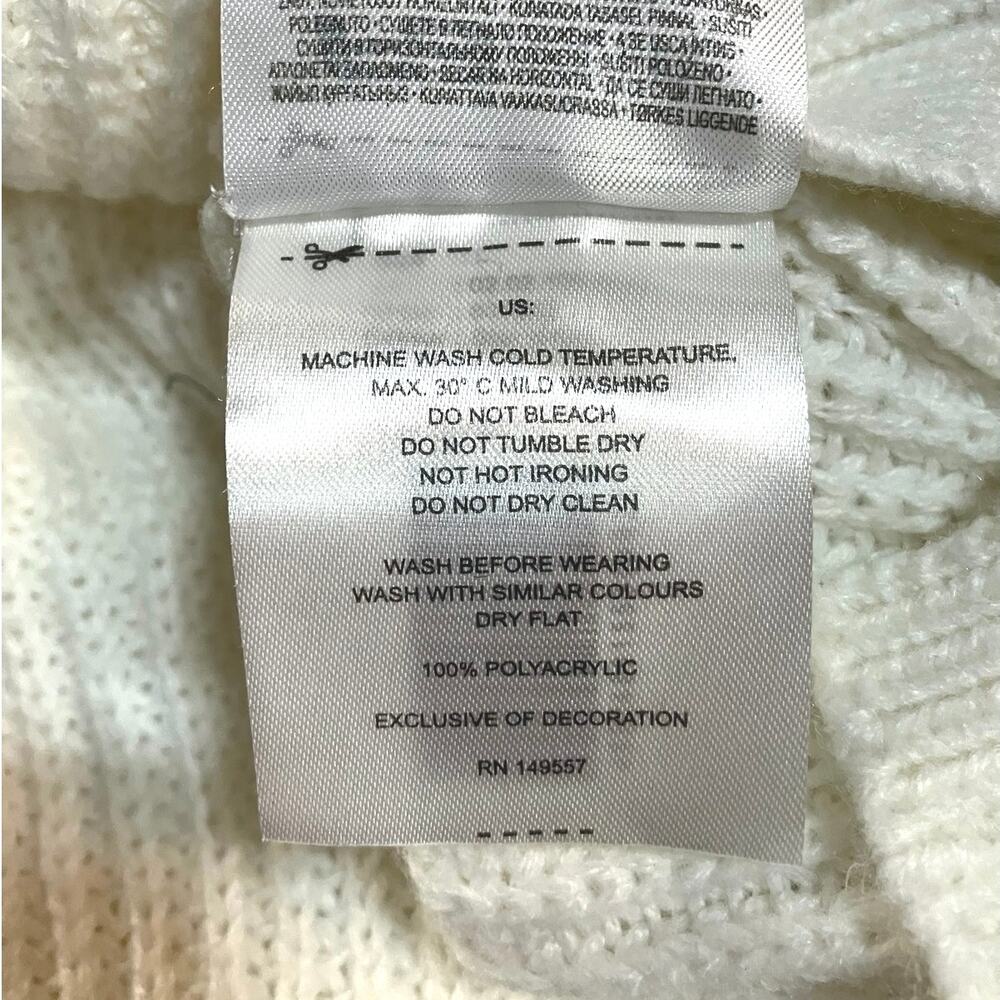 FB Sister Women's White "Let it Snow" Winter Knit Long Sleeve Sweater | SZ L - Picture 7 of 8